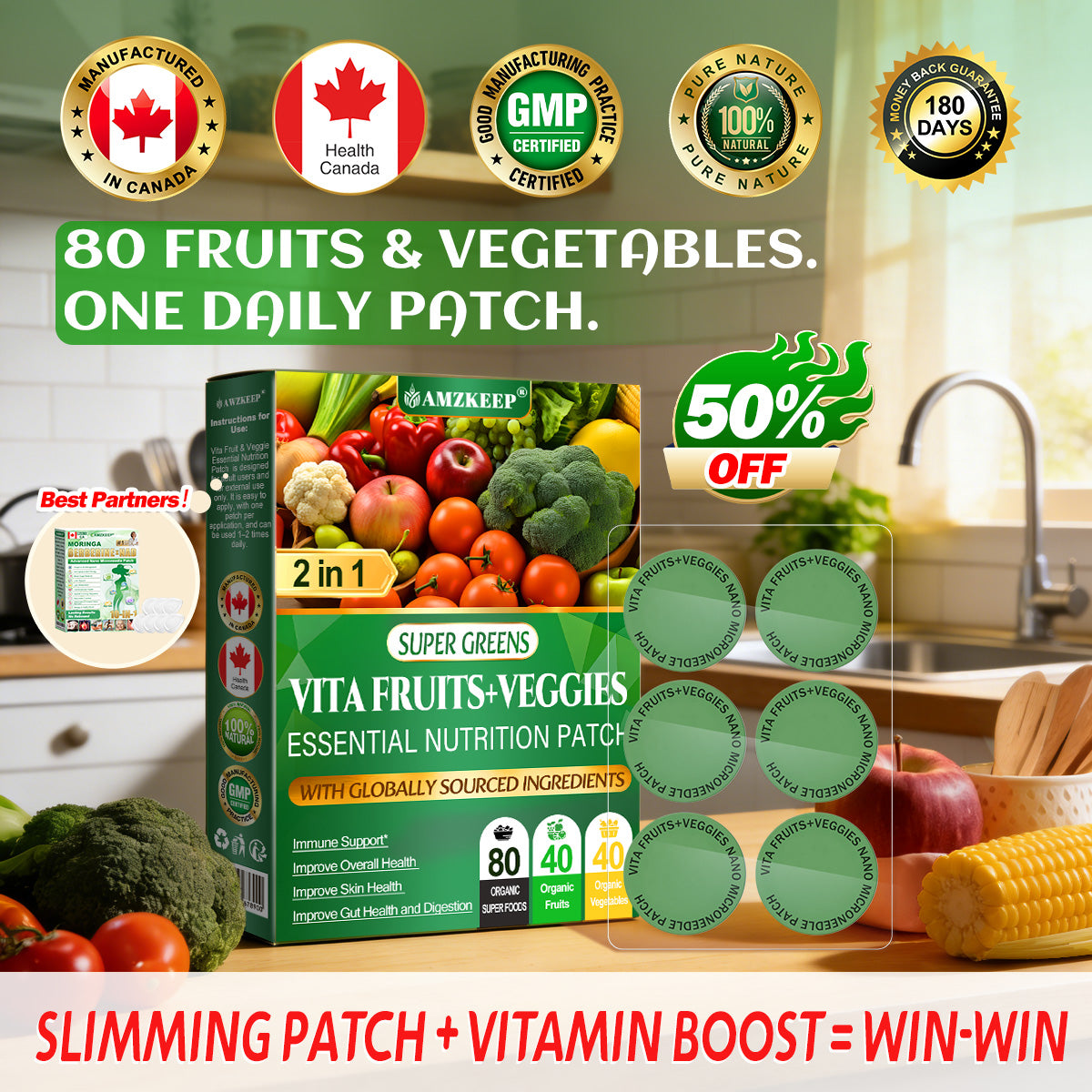 𝑨𝑴𝒁𝑲𝑬𝑬𝑷® Vita Fruit & Veggie Essential Nutrition Patch